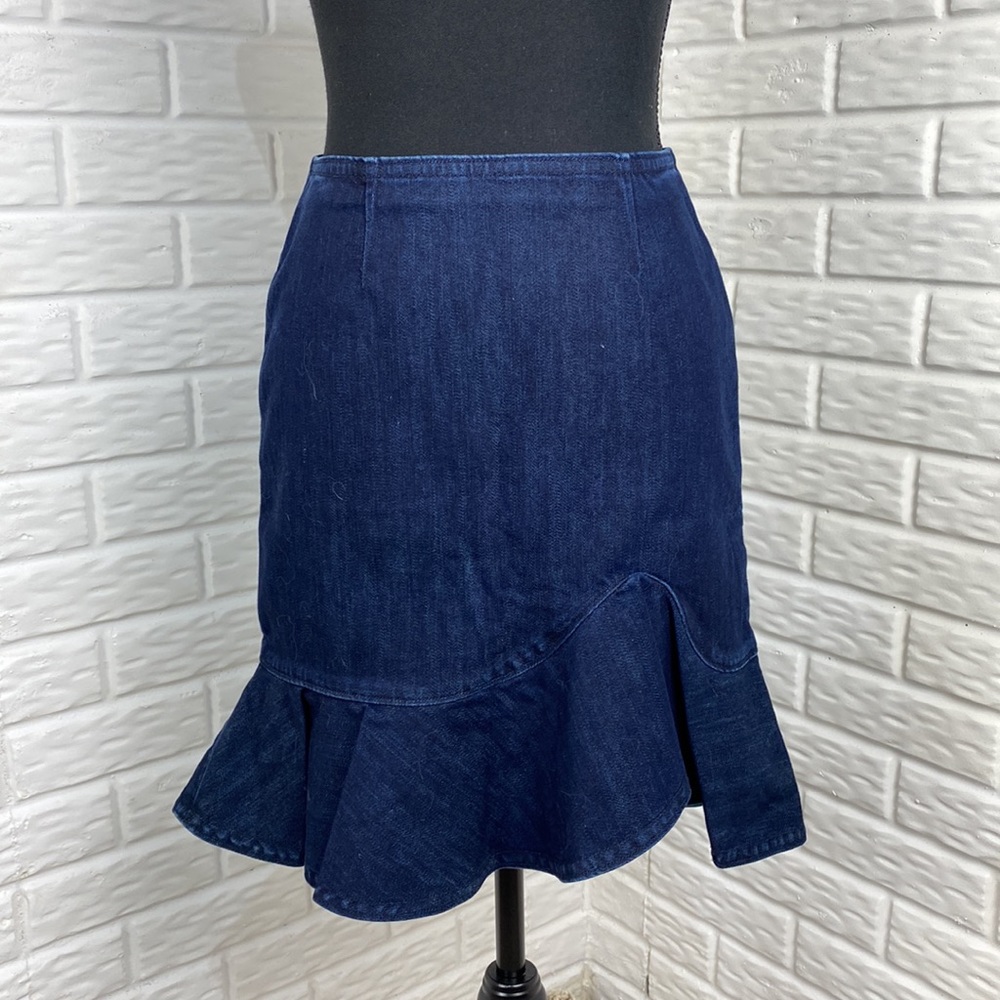 Leifsdottir Anthropologie Lana Denim Jean skirt dark wash ruffle size 26/0 NWT